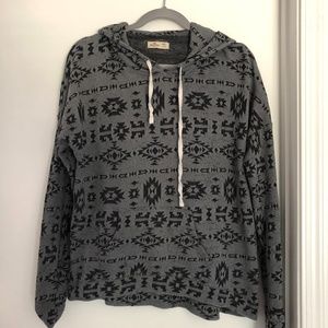 Hollister Gray Tribal Print Hoodie